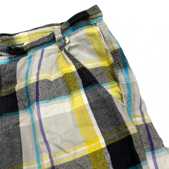 Asos Yellow Gray Plaid Flannel Shorts 32 - Picture 2 of 3
